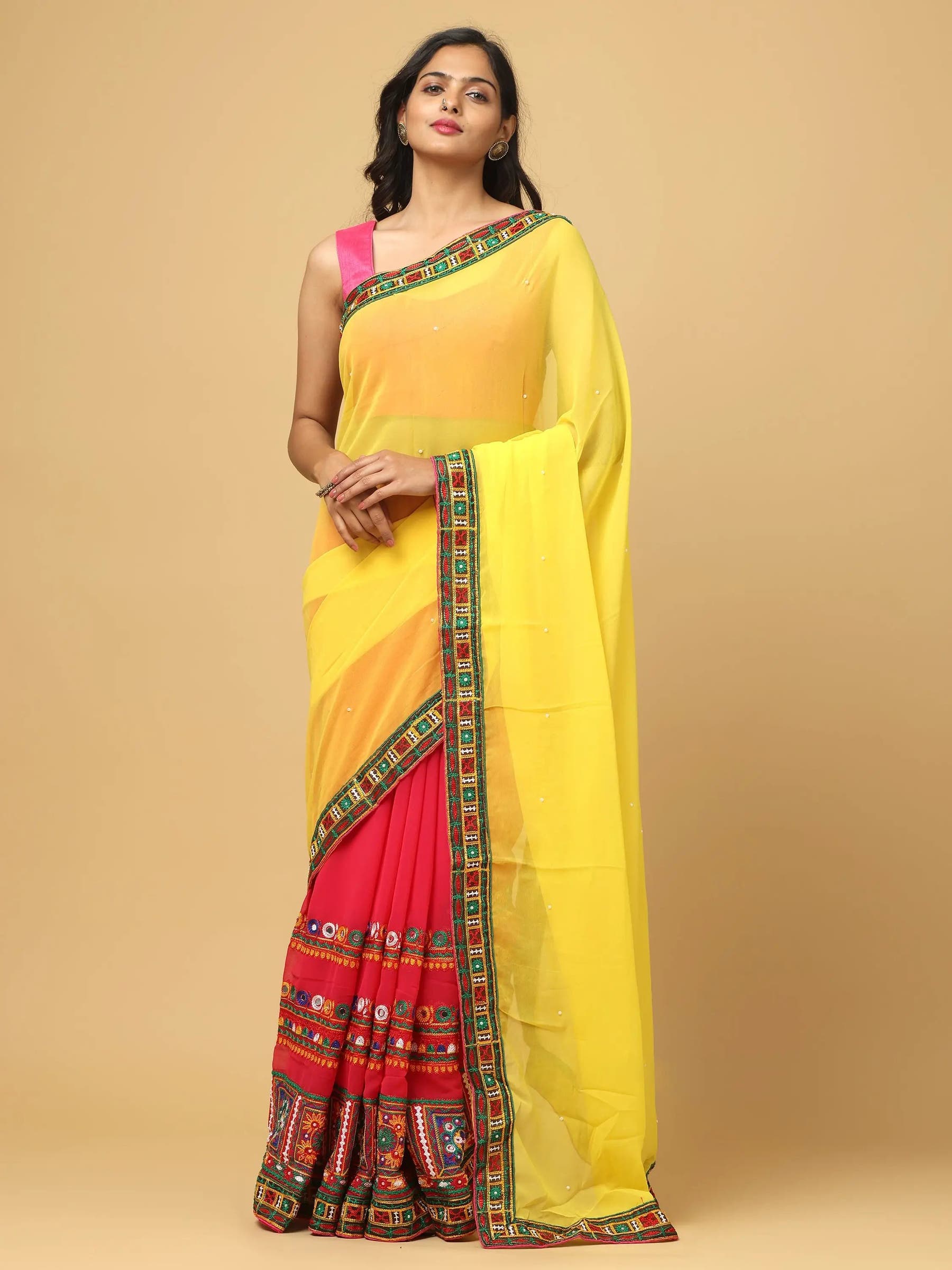 Royal Katchi Embroidery Festive Wear Saree