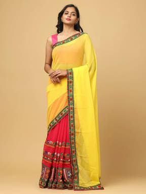 Royal Katchi Embroidery Festive Wear Saree