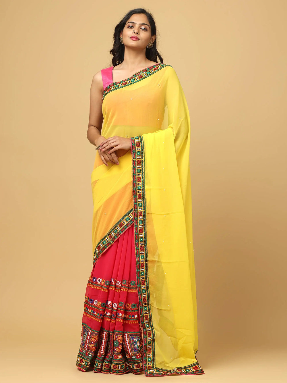 Royal Katchi Embroidery Festive Wear Saree