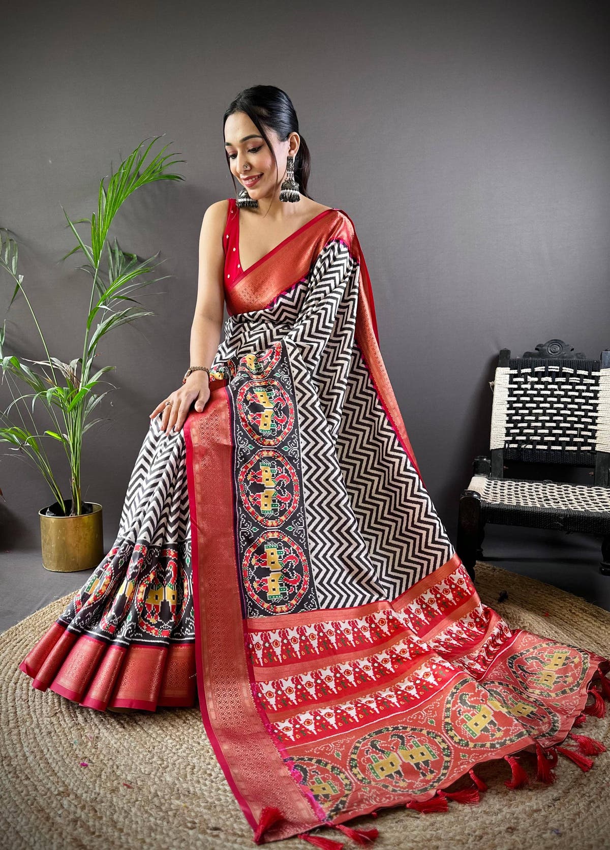 Carbon Black Ikkat Banarasi Silk Saree

