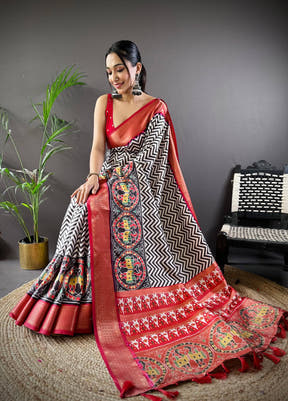 Carbon Black Ikkat Banarasi Silk Saree

