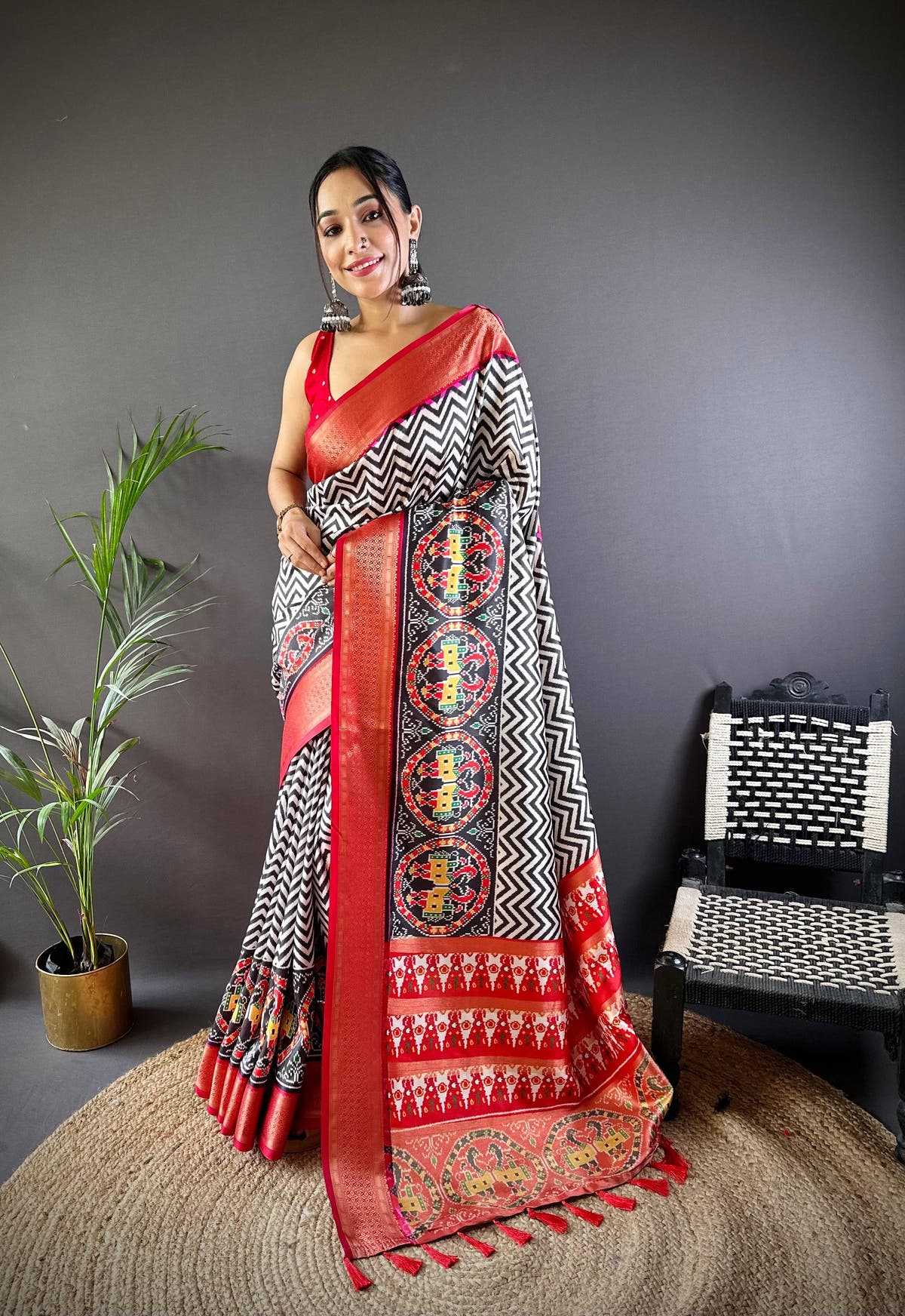 Carbon Black Ikkat Banarasi Silk Saree

