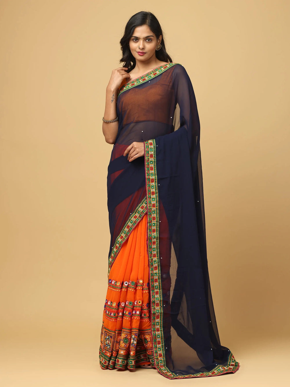 Royal Katchi Embroidery Festive Wear Saree