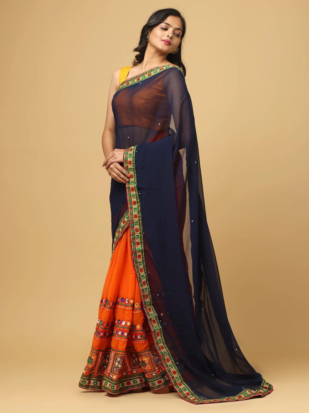 Royal Katchi Embroidery Festive Wear Saree