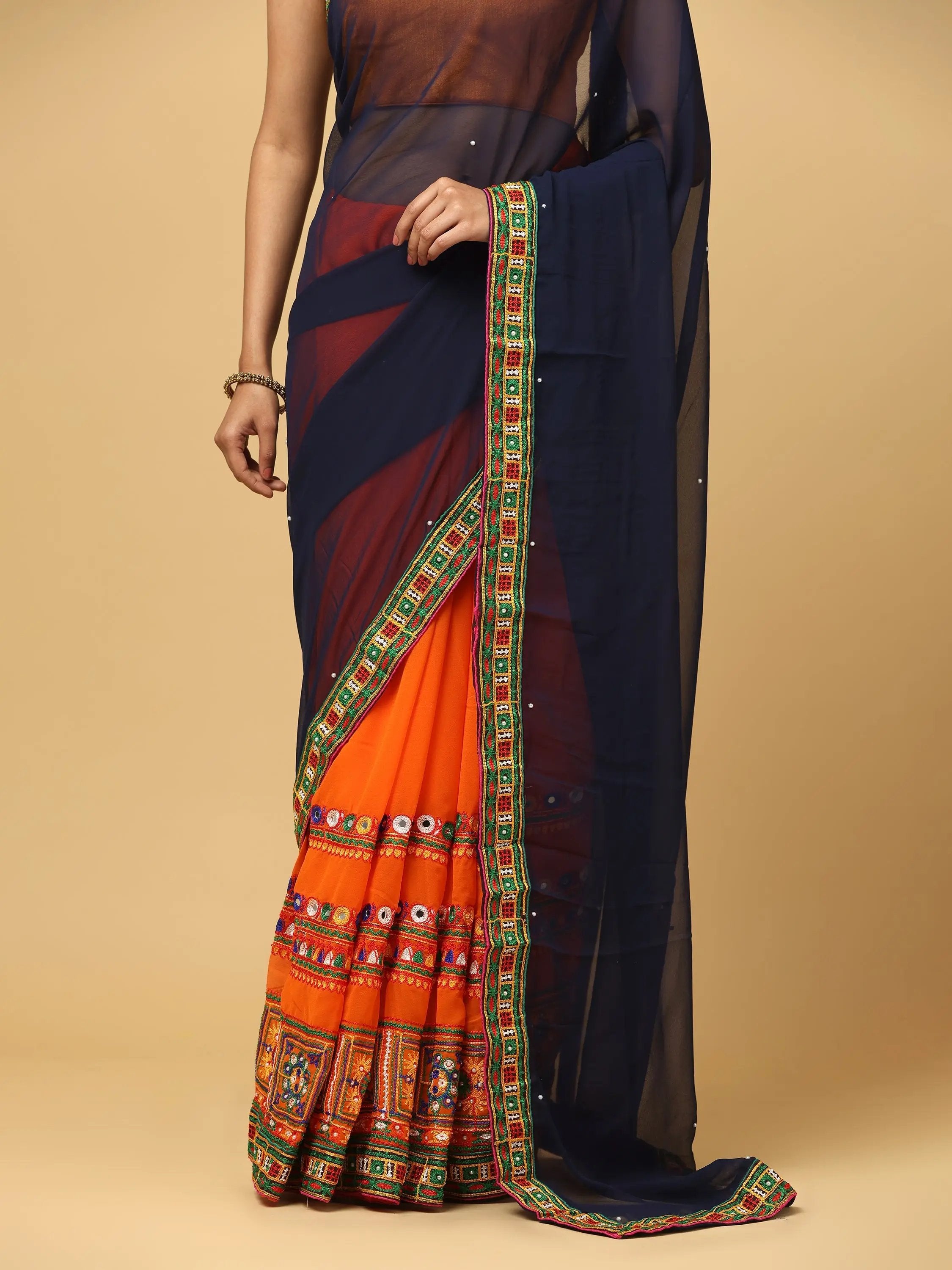 Royal Katchi Embroidery Festive Wear Saree