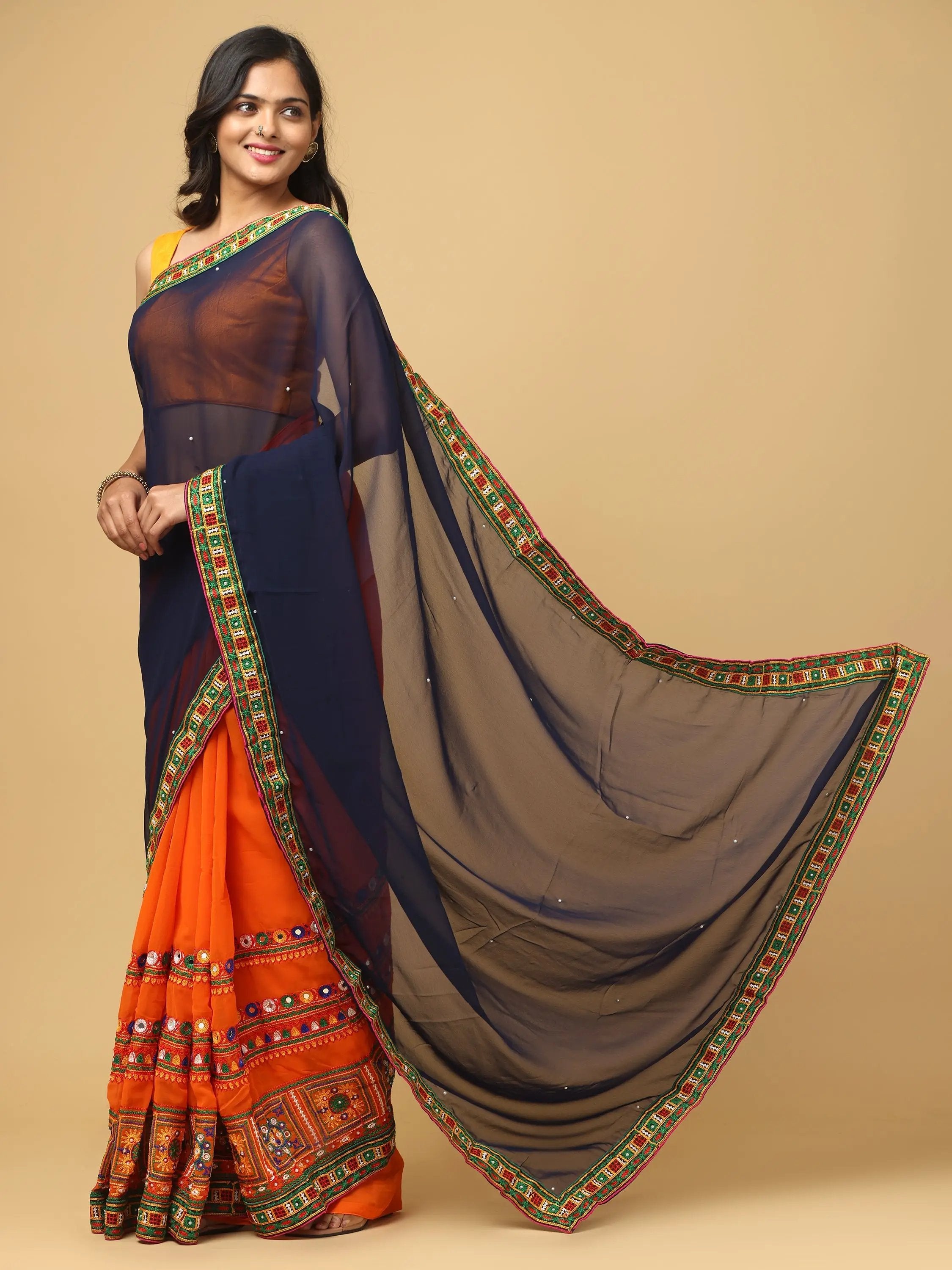 Royal Katchi Embroidery Festive Wear Saree