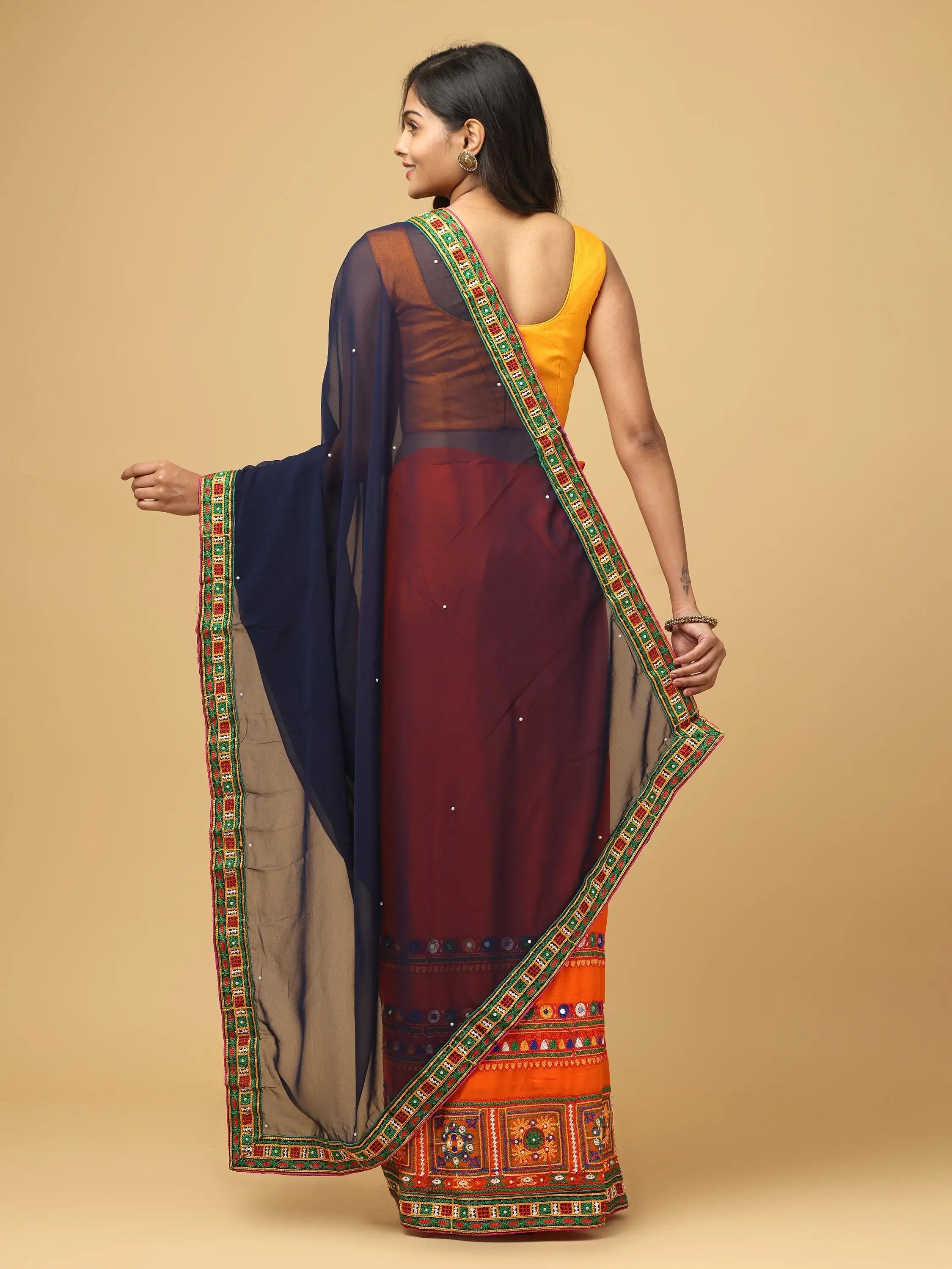 Royal Katchi Embroidery Festive Wear Saree
