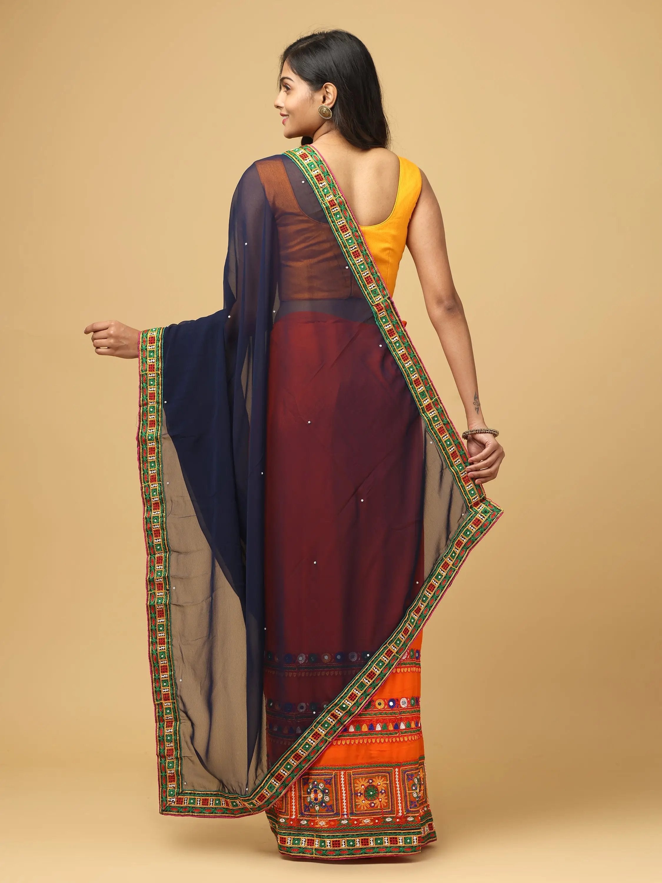 Royal Katchi Embroidery Festive Wear Saree
