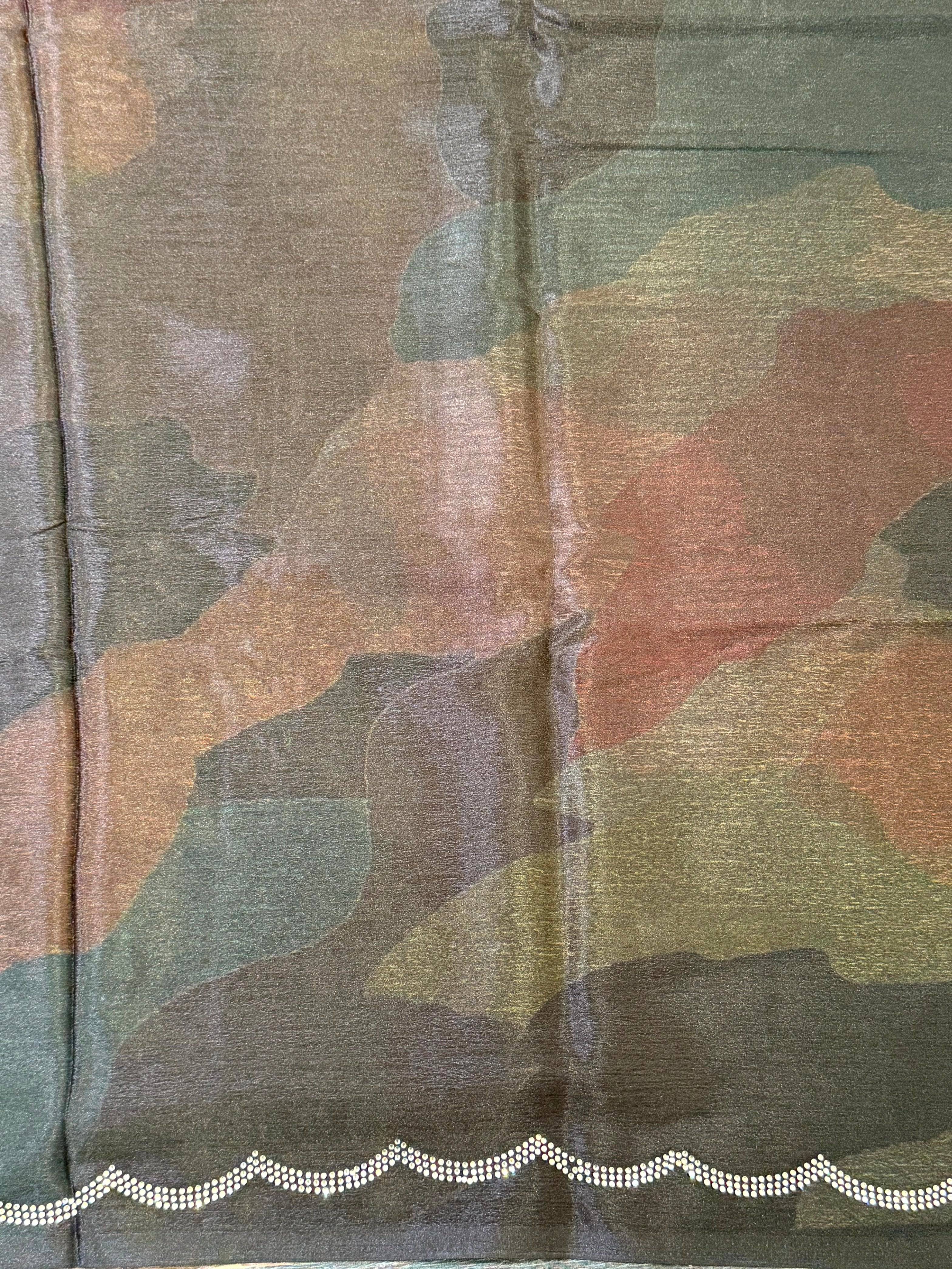 Opulent Freehand Abstract Chinnon Saree