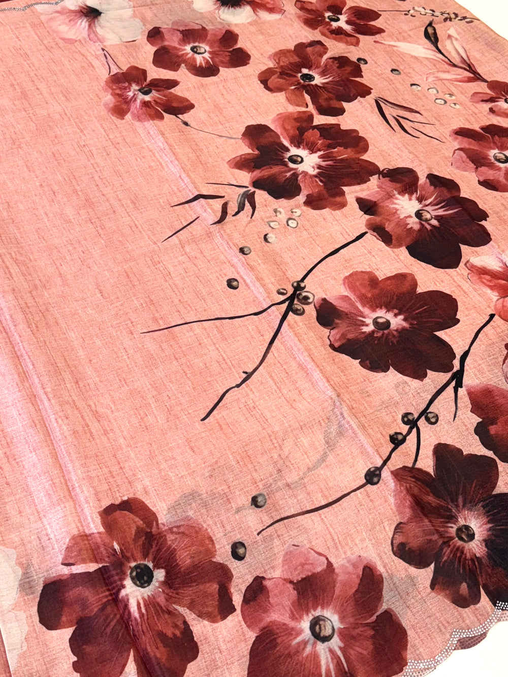 Pink Chinnon Swarovski Floral Saree