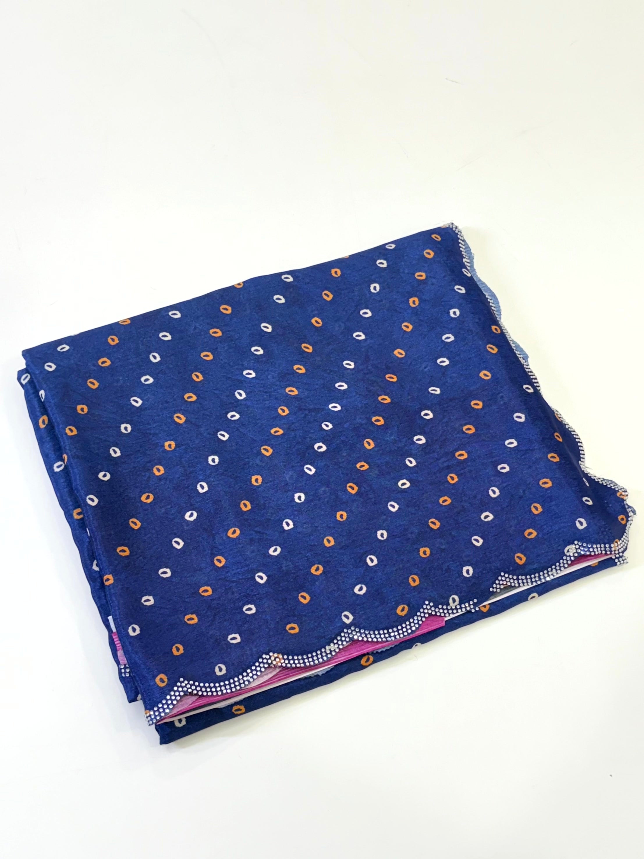 Artistic Chiffon Bandhej Swarovski Saree