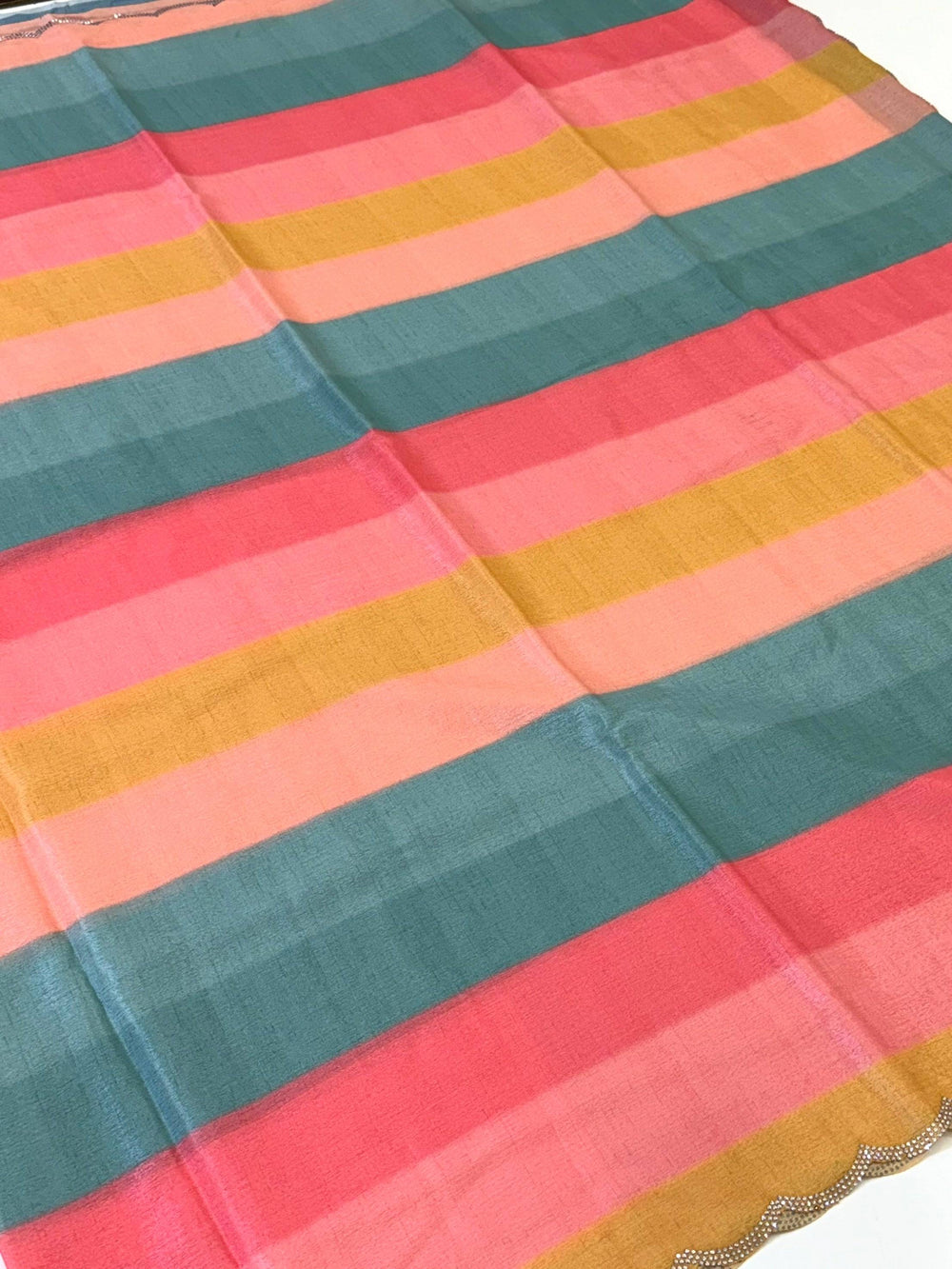 Radiant Soft Chiffon Swarovski Striped Saree