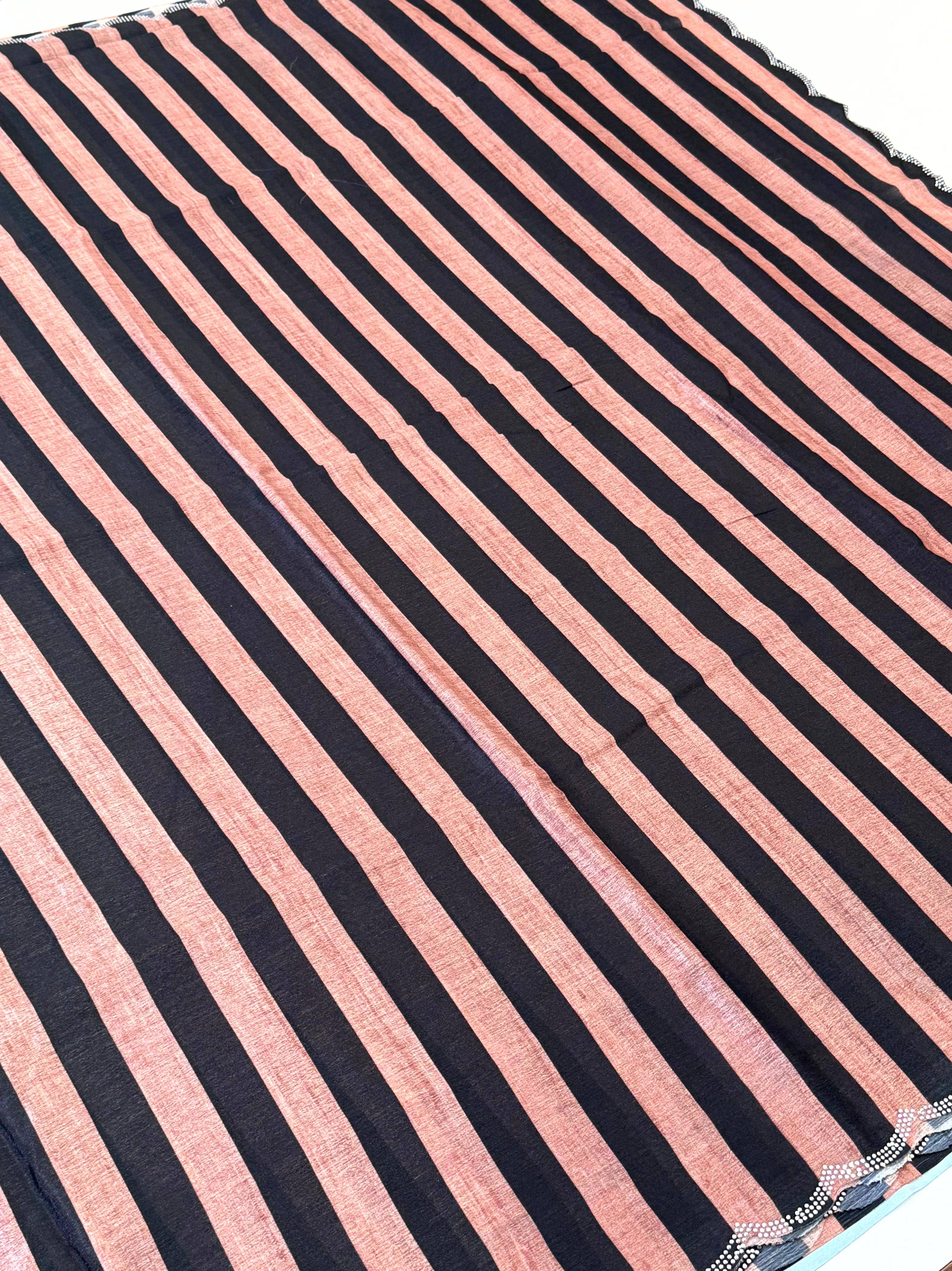 Radiance Soft Chiffon Swarovski Striped Saree