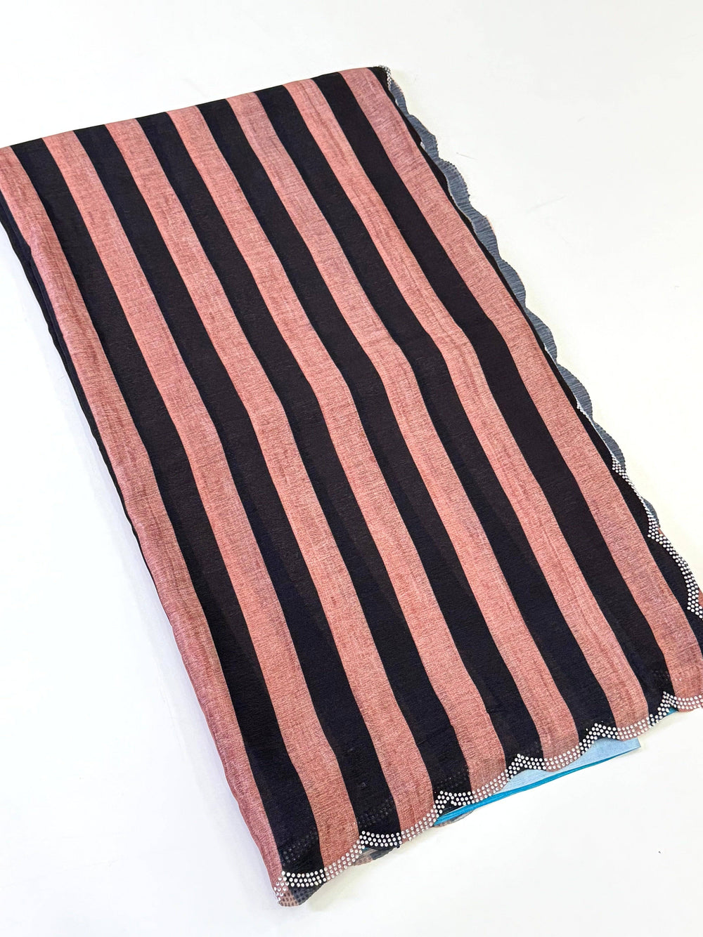 Radiance Soft Chiffon Swarovski Striped Saree