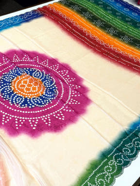 Stylish Chiffon Bandhej Print Saree
