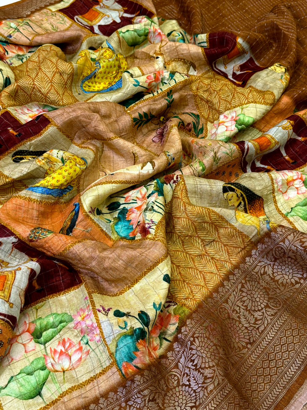 Artful Kalamkari Block Print Viscose Saree