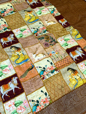 Artful Kalamkari Block Print Viscose Saree