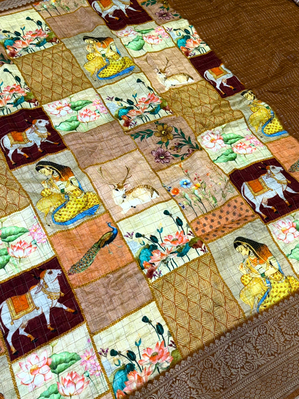 Artful Kalamkari Block Print Viscose Saree