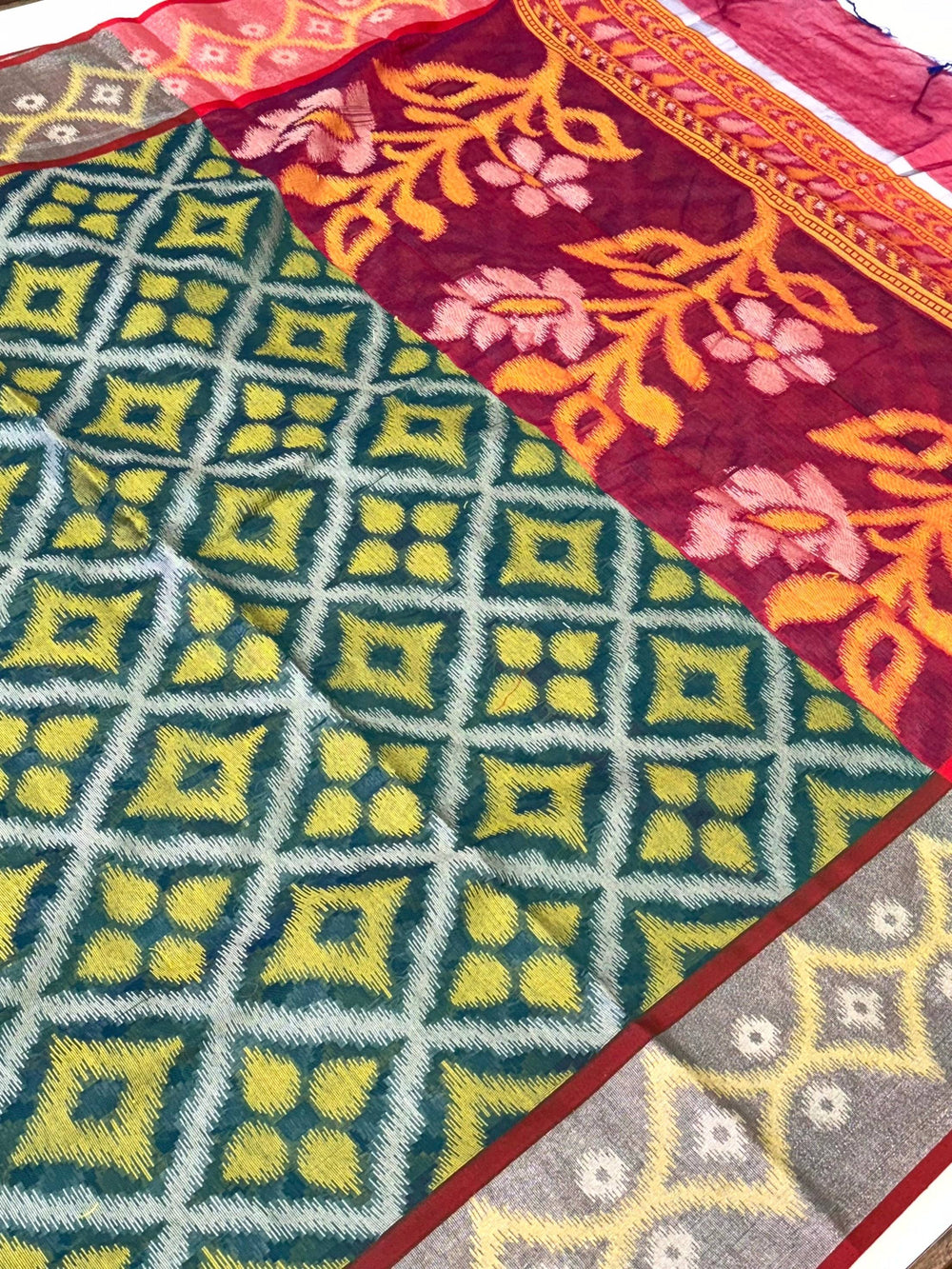 Elegant Green Chanderi Ikkat Saree