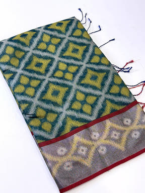 Elegant Green Chanderi Ikkat Saree