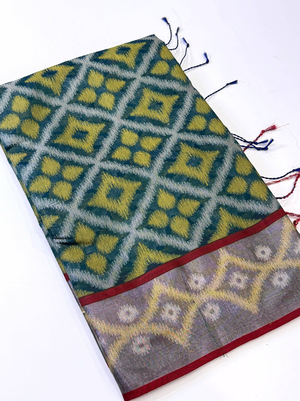 Elegant Green Chanderi Ikkat Saree