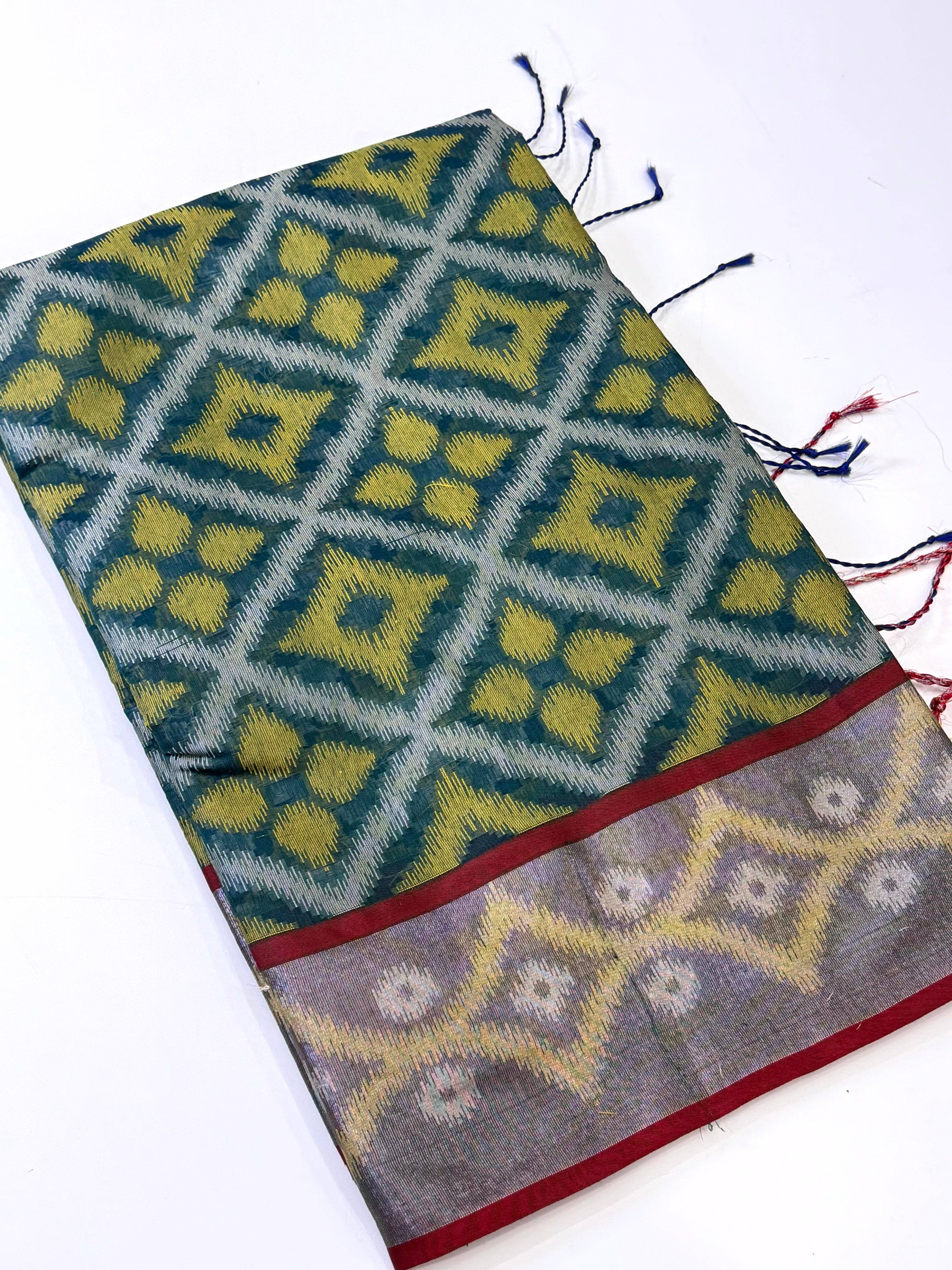 Elegant Green Chanderi Ikkat Saree