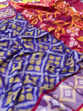 Radiant Purple Chanderi Ikkat Saree