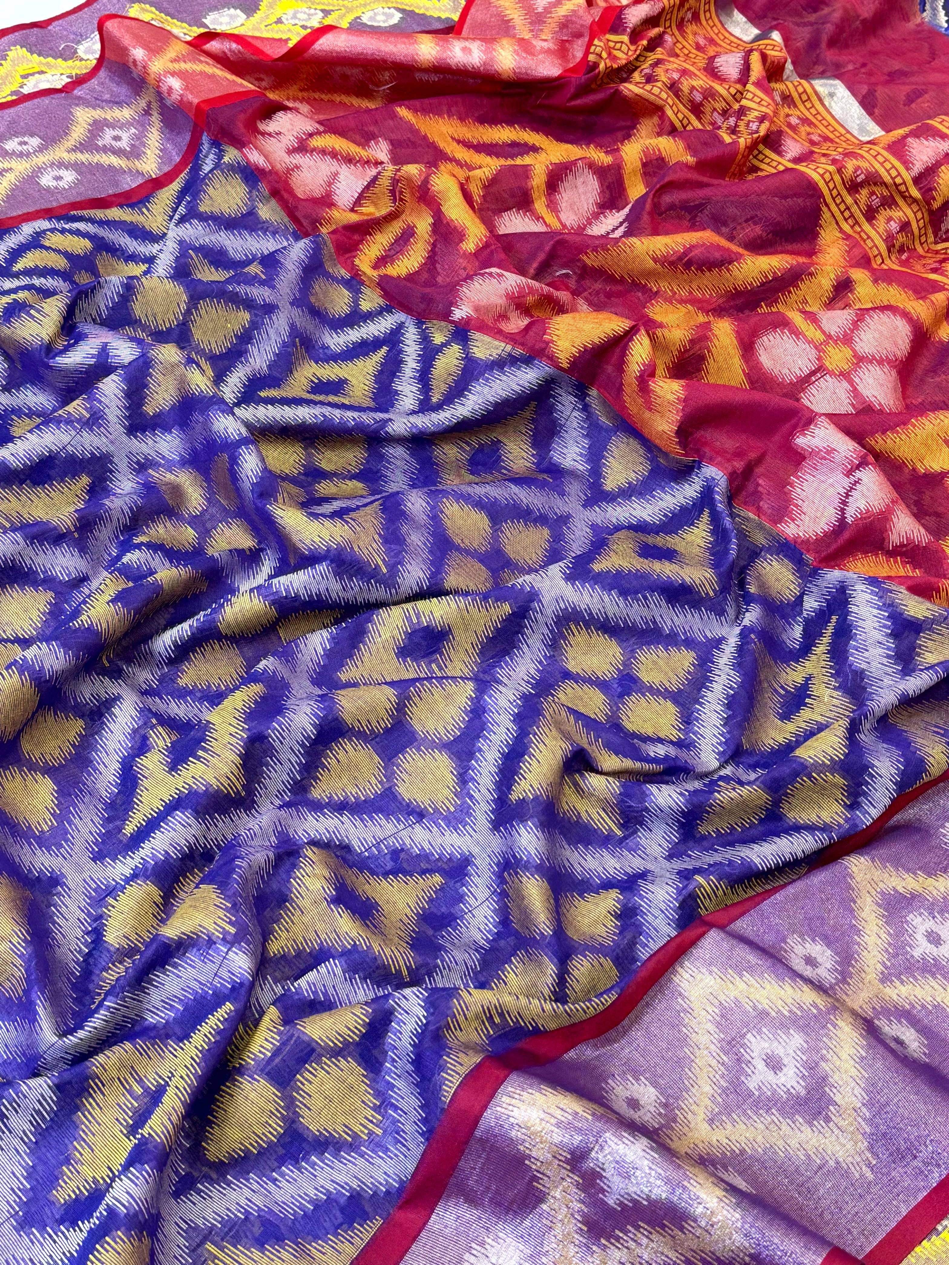 Radiant Purple Chanderi Ikkat Saree