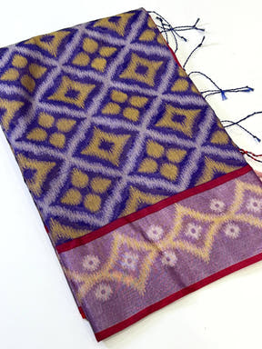 Radiant Purple Chanderi Ikkat Saree