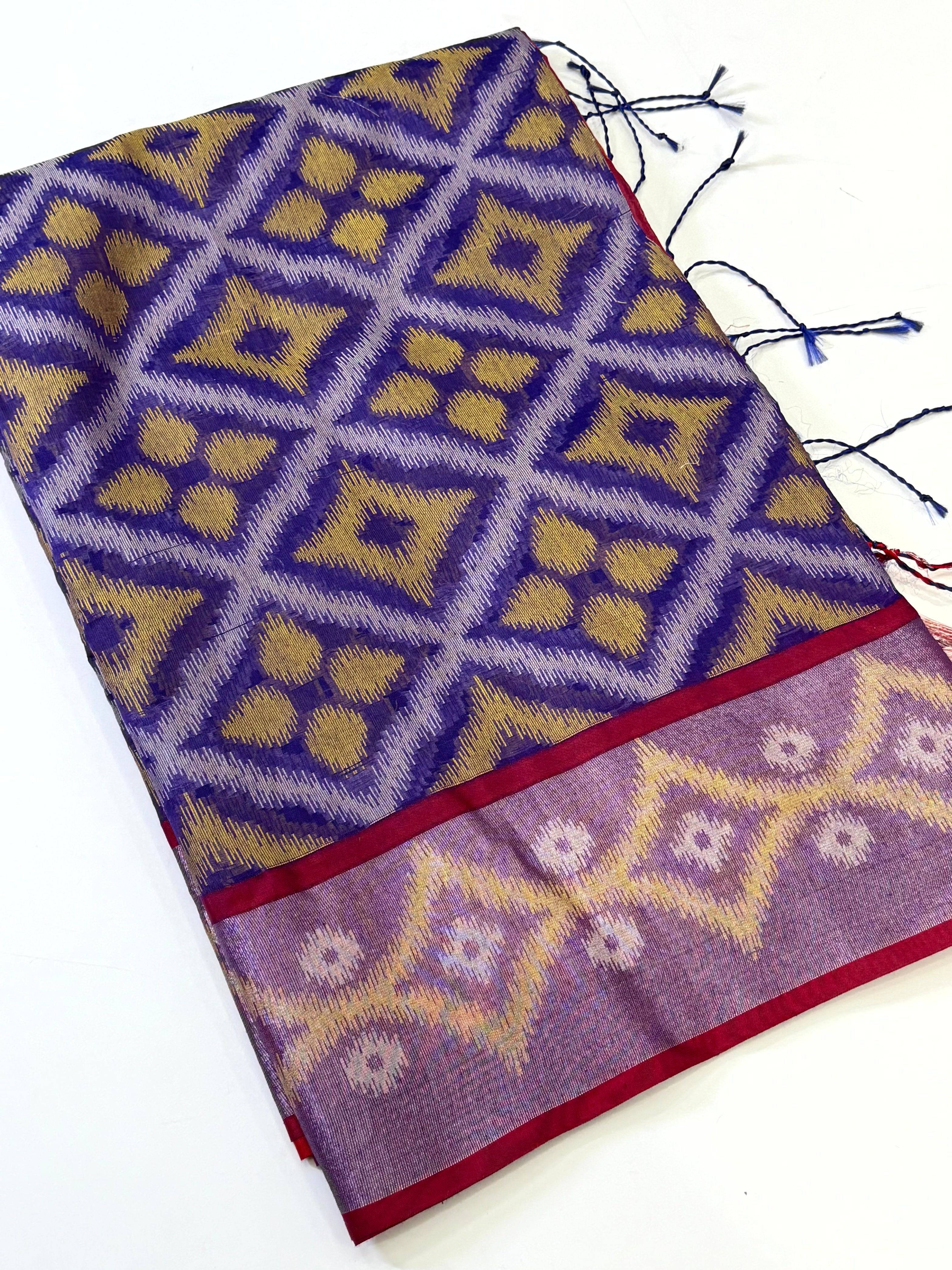 Radiant Purple Chanderi Ikkat Saree