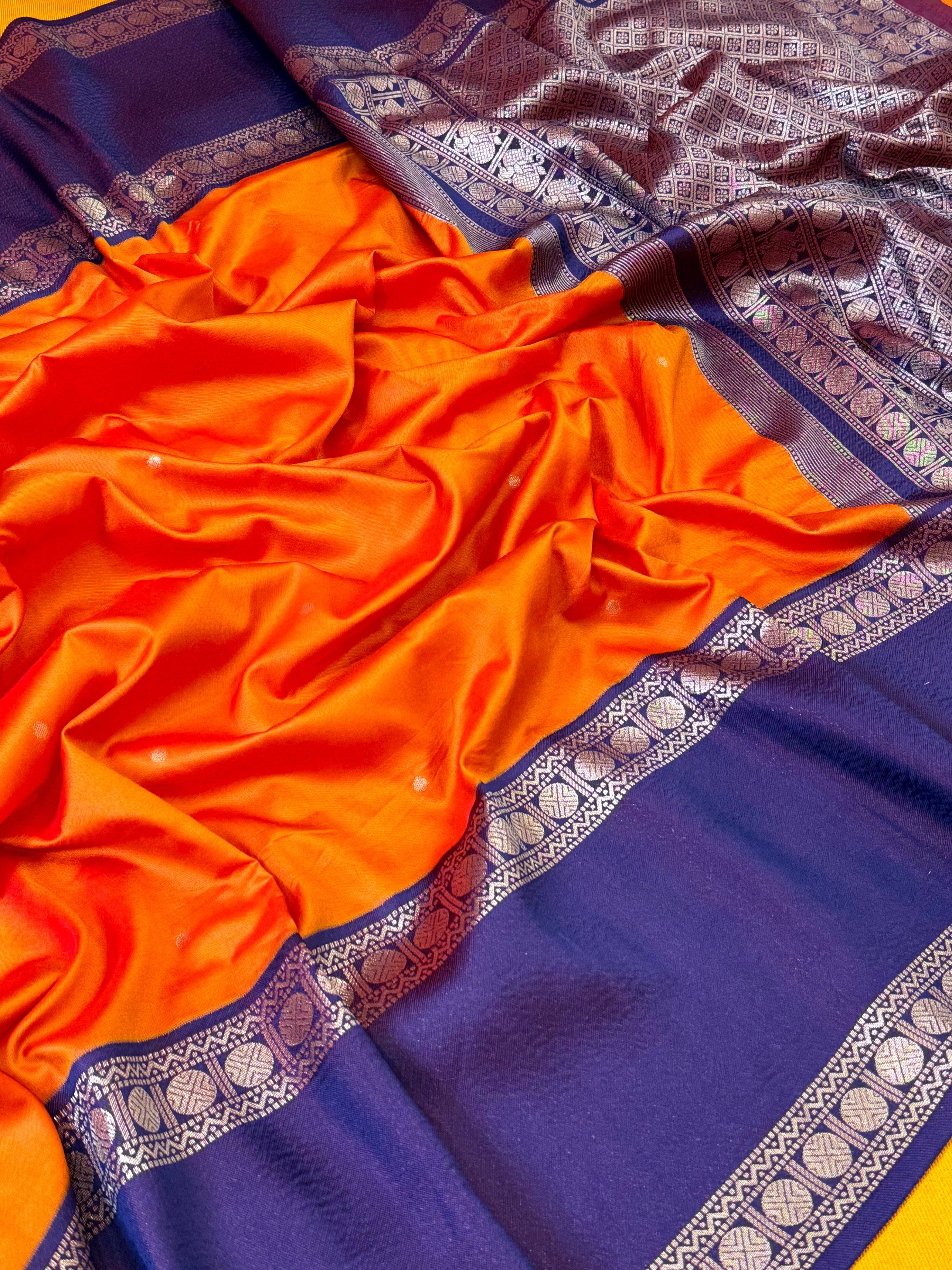 Fenta Orange Gadwal Pattu Saree