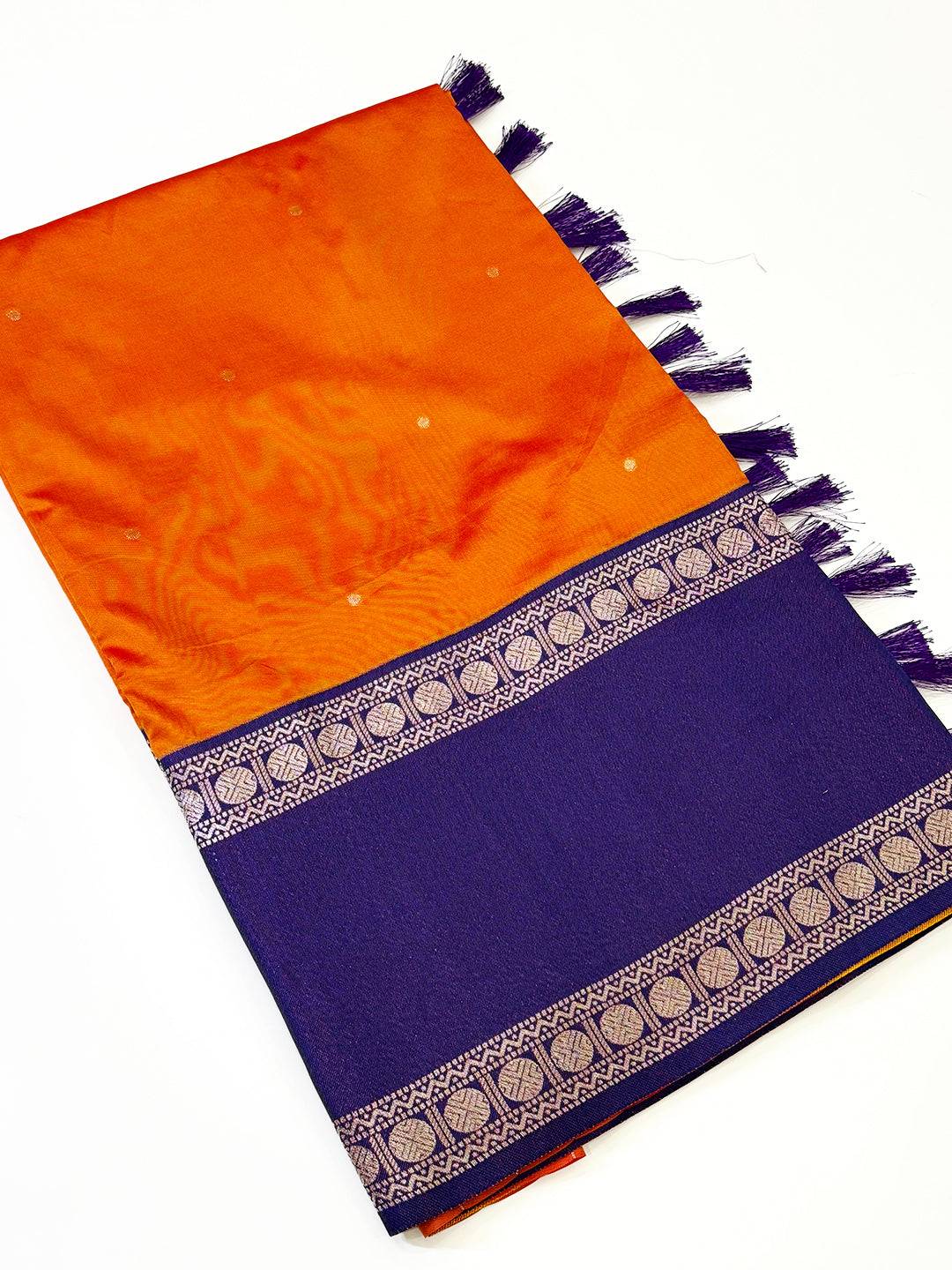 Fenta Orange Gadwal Pattu Saree