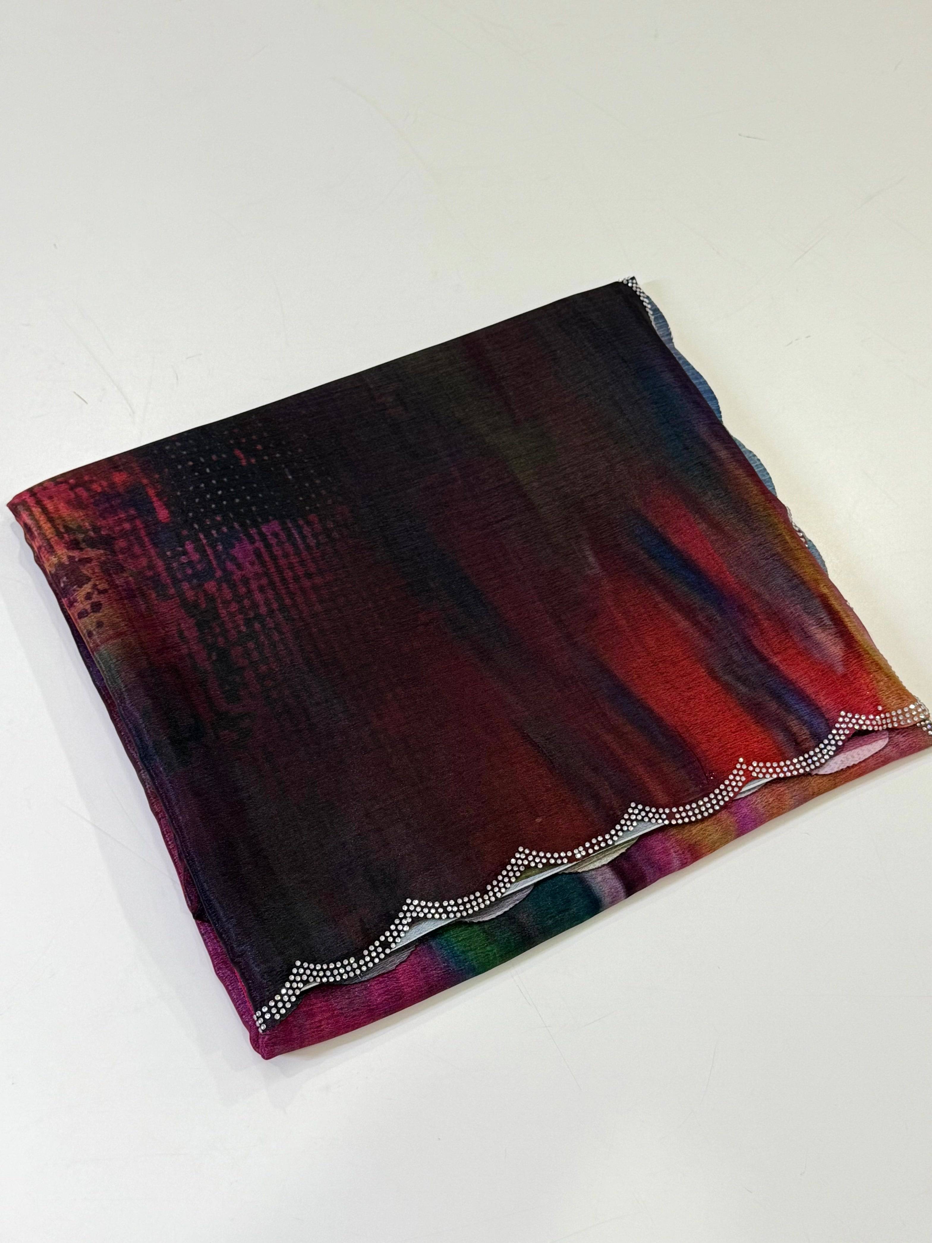 Regal Freehand Abstract Chinnon Saree