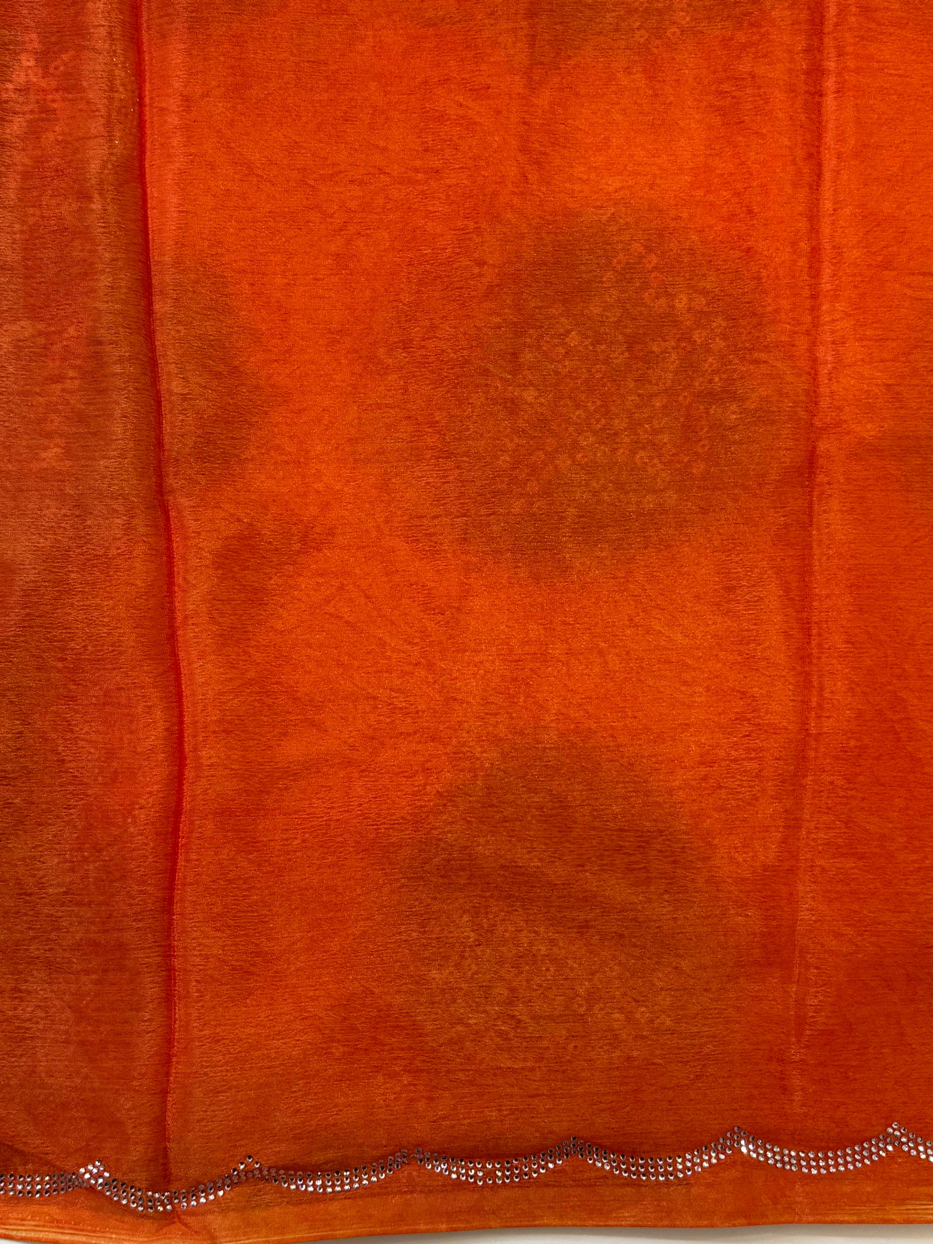 Vibrant Chiffon Bandhej Swarovski Saree