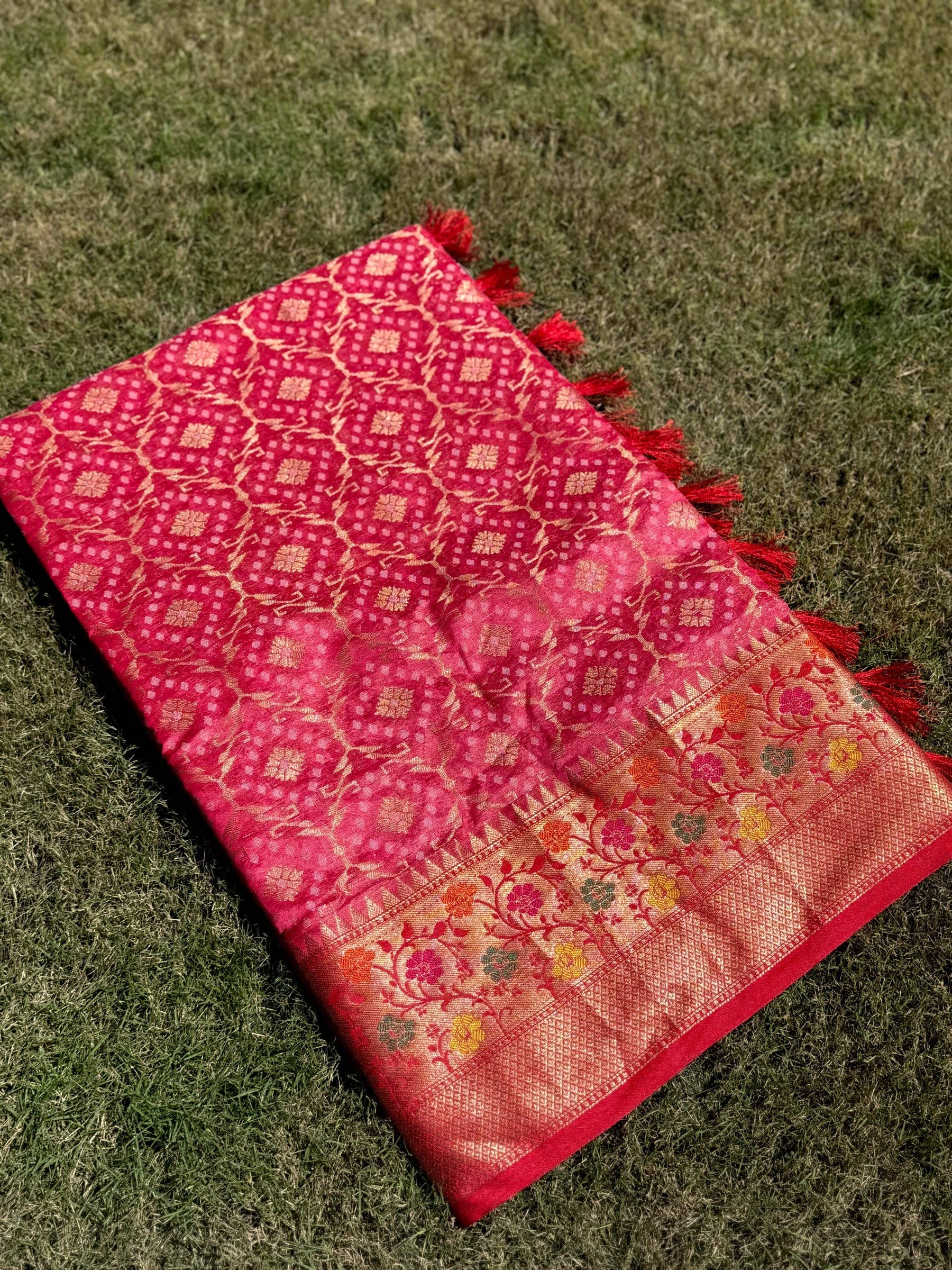 Pink Banarasi Minakari Katan Silk Saree