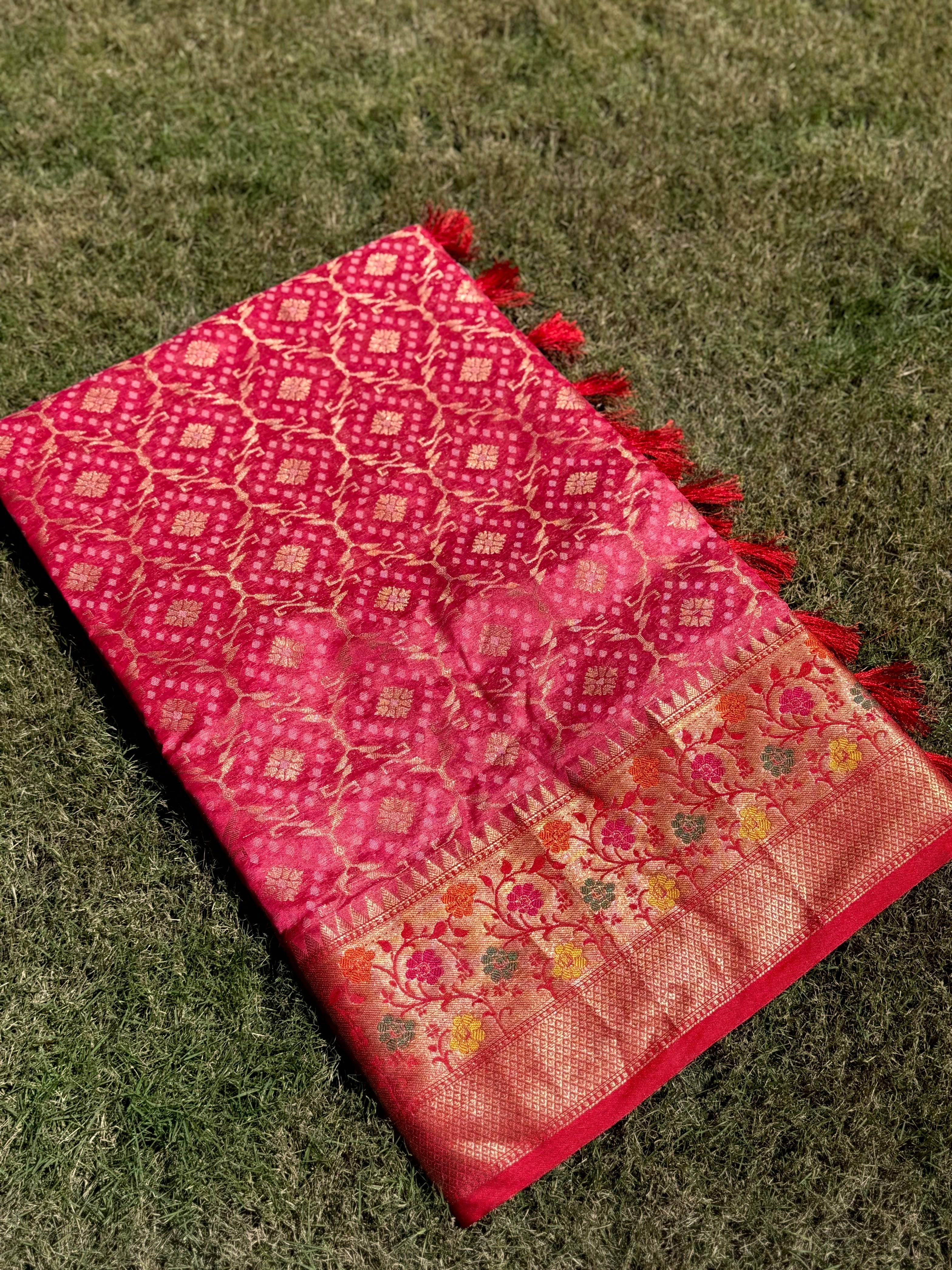 Pink Banarasi Minakari Katan Silk Saree