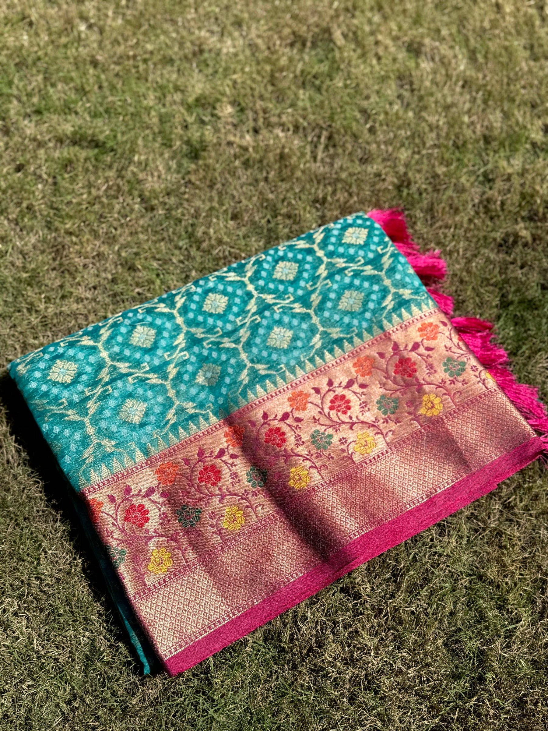 Rama Banarasi Minakari Katan Silk Saree