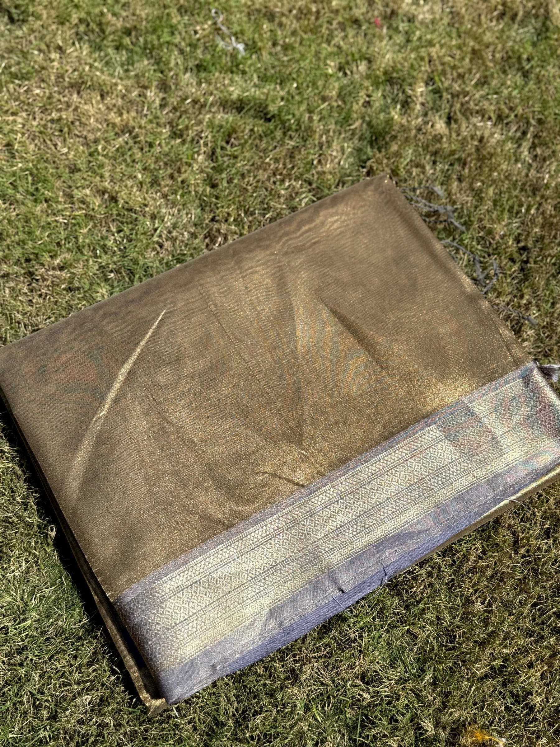 Radiant Lavender Gold Zari Tissue Saree