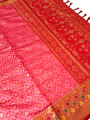 Pink Banarasi Minakari Katan Silk Saree