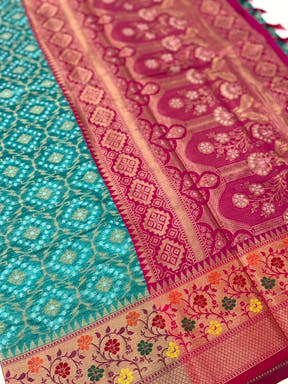 Rama Banarasi Minakari Katan Silk Saree