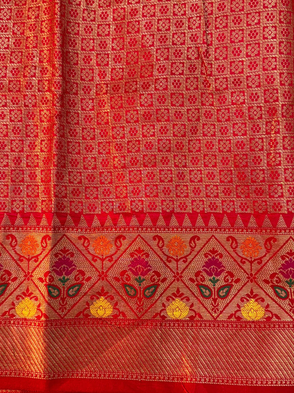 Peach Banarasi Lehriya Katan Silk Saree