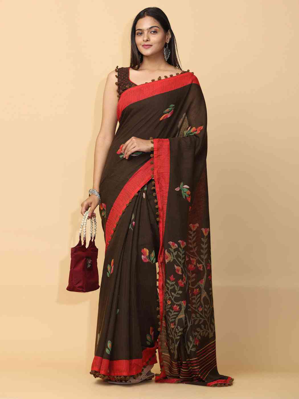 Pure Slab Cotton Trendy Block Print Designer Saree