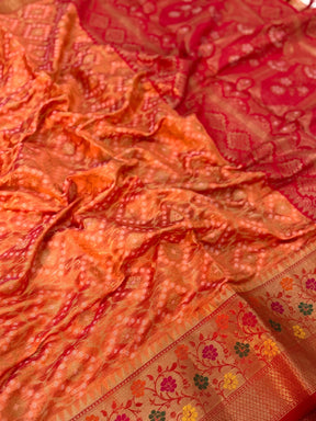 Peach Banarasi Minakari Katan Silk Saree