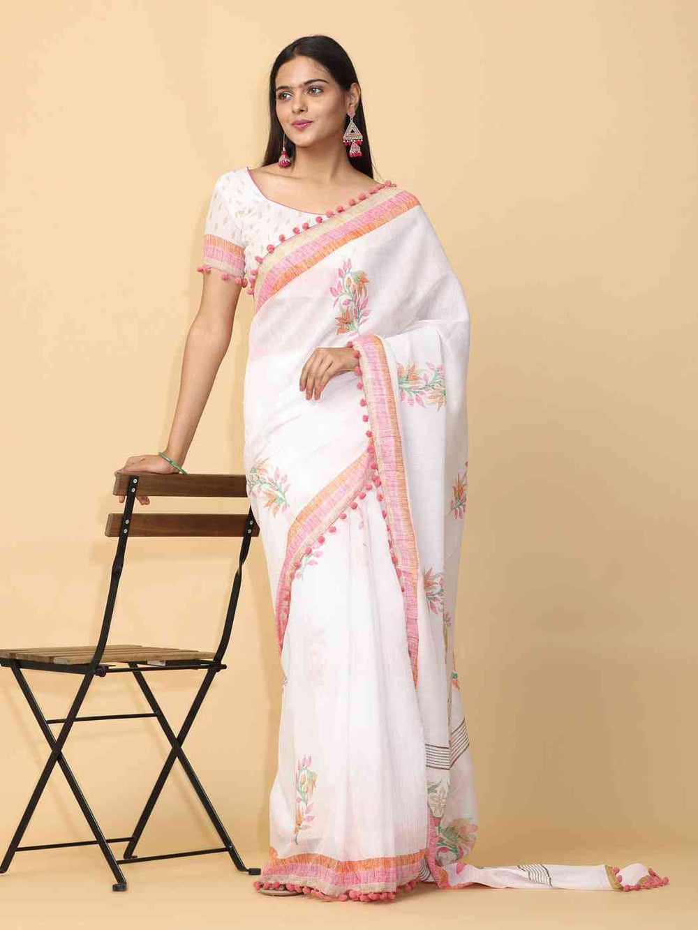 Pure Slab Cotton Trendy Block Print Designer Saree