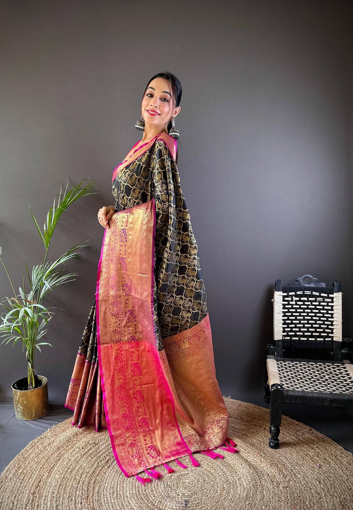 Black Banarasi Zari Butti Saree


