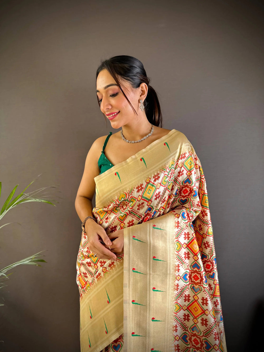 Elegant Patola Print Paithani Silk Saree with intricate design