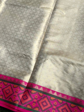 White Pochampally Ikkat Saree