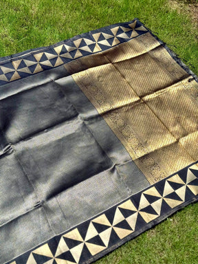 Black Sona Chandi Weave Katan Silk Saree