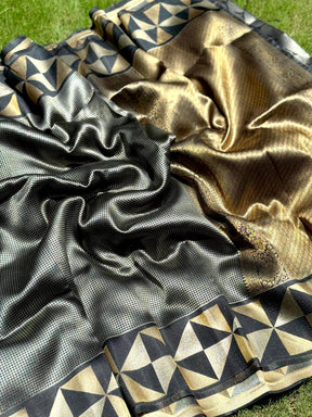 Black Sona Chandi Weave Katan Silk Saree