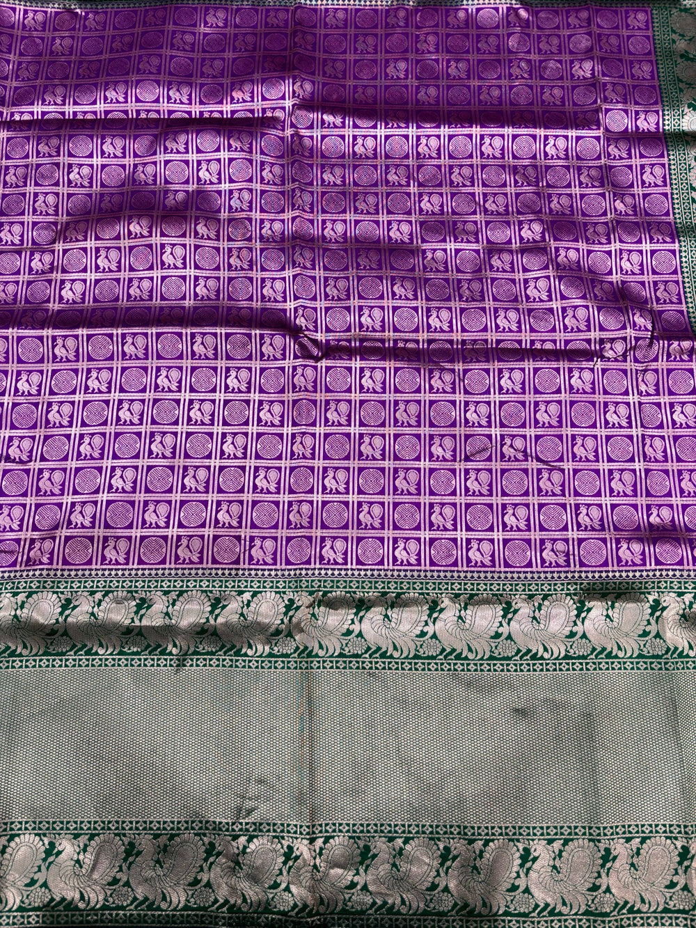 Purple Silver Zari Butta Kanjivaram Silk Saree